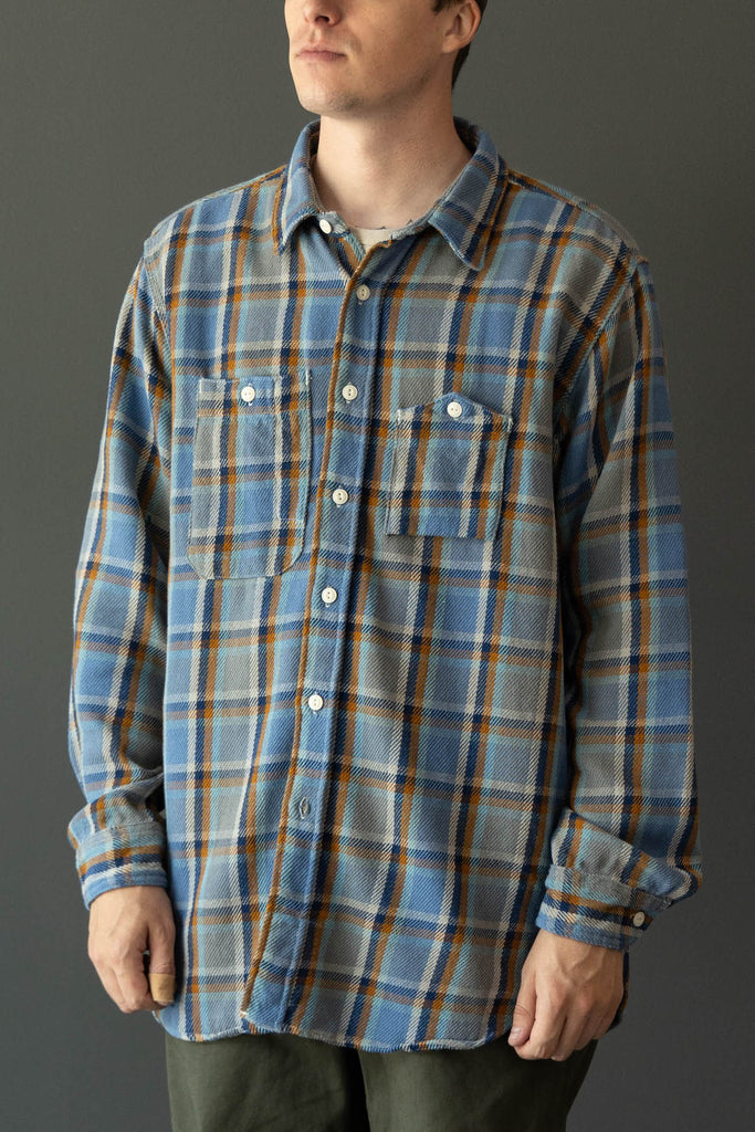 Engineered Garments - Work Shirt - Blue Cotton Heavy Twill Plaid - Canoe Club