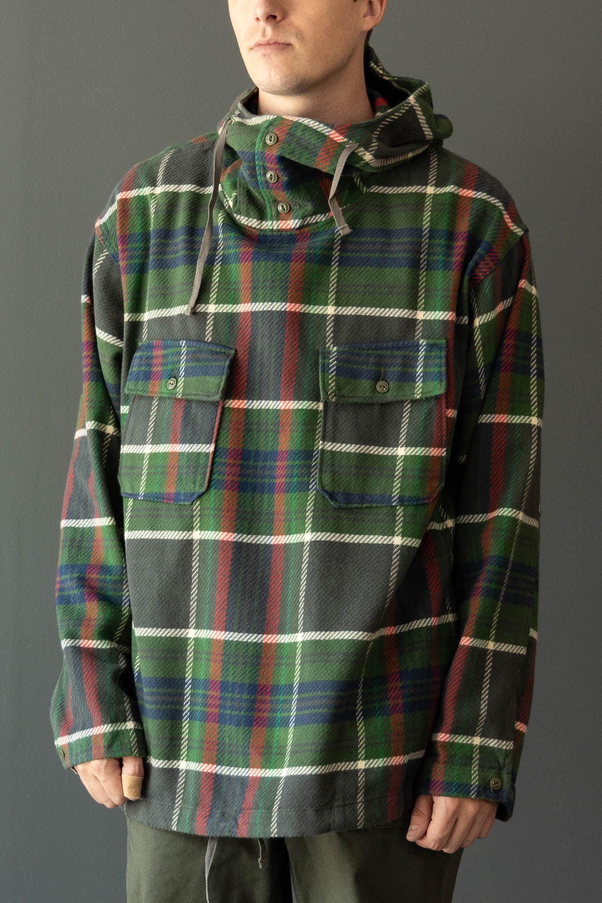 Engineered Garments - Cagoule Shirt - Olive Cotton Heavy Twill Plaid - Canoe Club