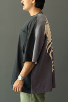 Kapital - Jersey 2TONES BIG Pocket TEE (BONE) - Black/Purple - Canoe Club
