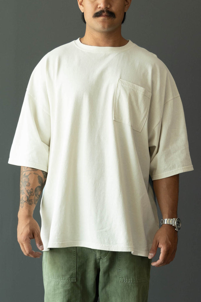 Kapital - Jersey 2TONES BIG Pocket TEE (BONE) - White/Sax - Canoe Club