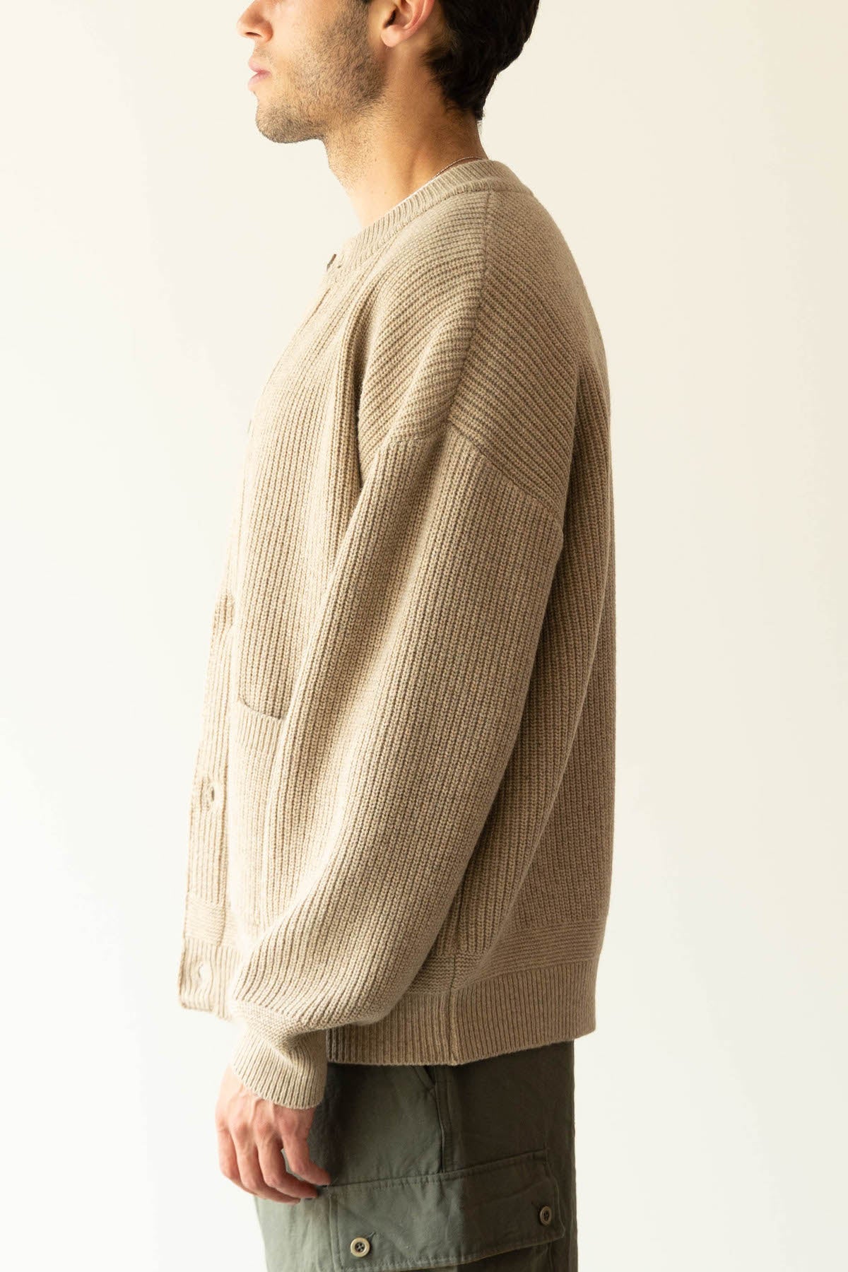 FrizmWORKS - Heavy Wool Round Cardigan - Oatmeal - Canoe Club