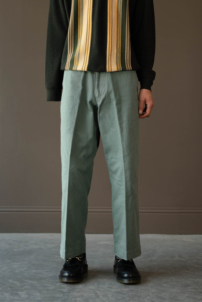 Beams Plus - MIL Trousers Herringbone - Sage - Canoe Club