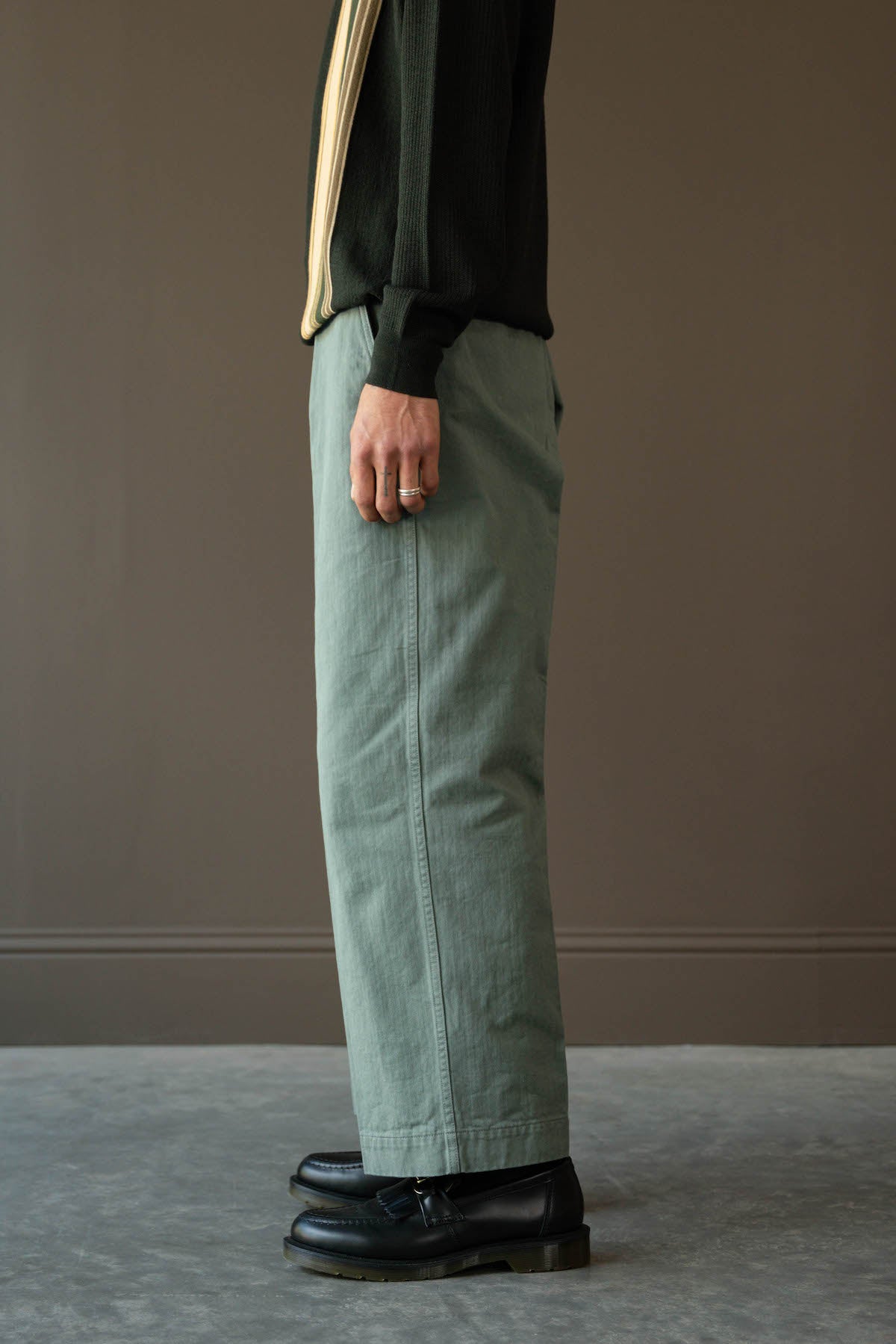 Beams+ MIL Trousers Herringbone | Sage | Canoe Club
