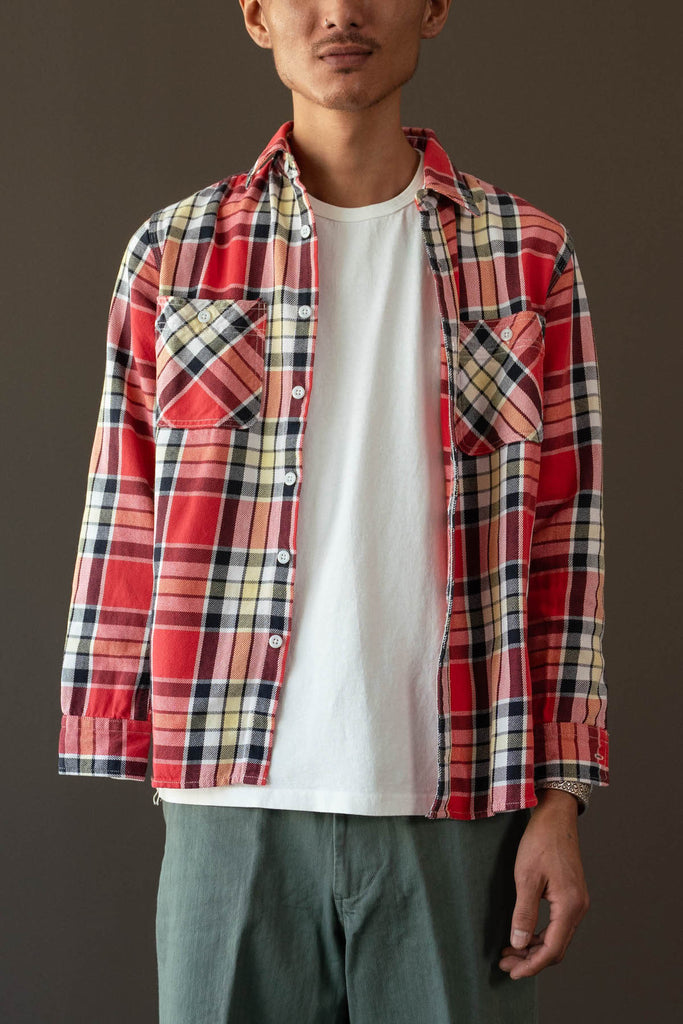 Beams Plus - Workshirt Nel Check - Red - Canoe Club