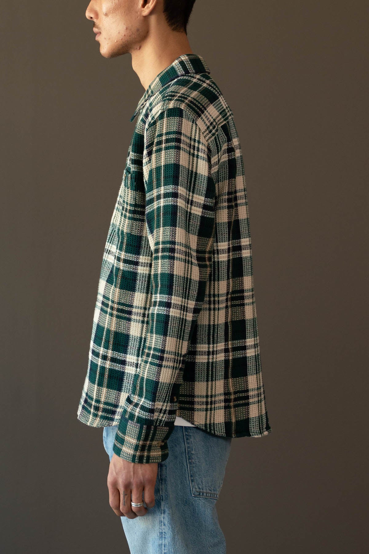 Corridor - Glen Falls Waffle Madras Longsleeve - Green - Canoe Club