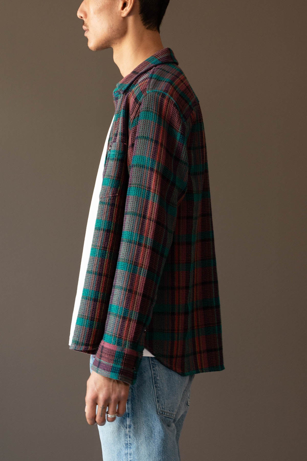 Corridor - Ruby Waffle Madras Longsleeve - Multi - Canoe Club