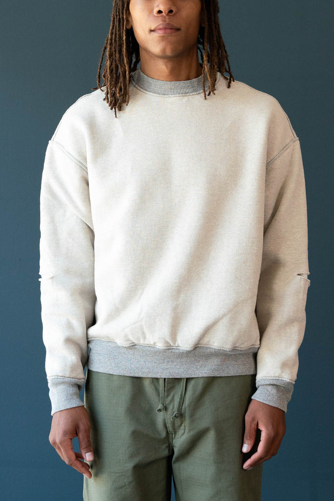 Kapital - TOP SWT Knit Reversible Elbow-Rip SWT (CONEYBOWY) - Ecru/Gray - Canoe Club