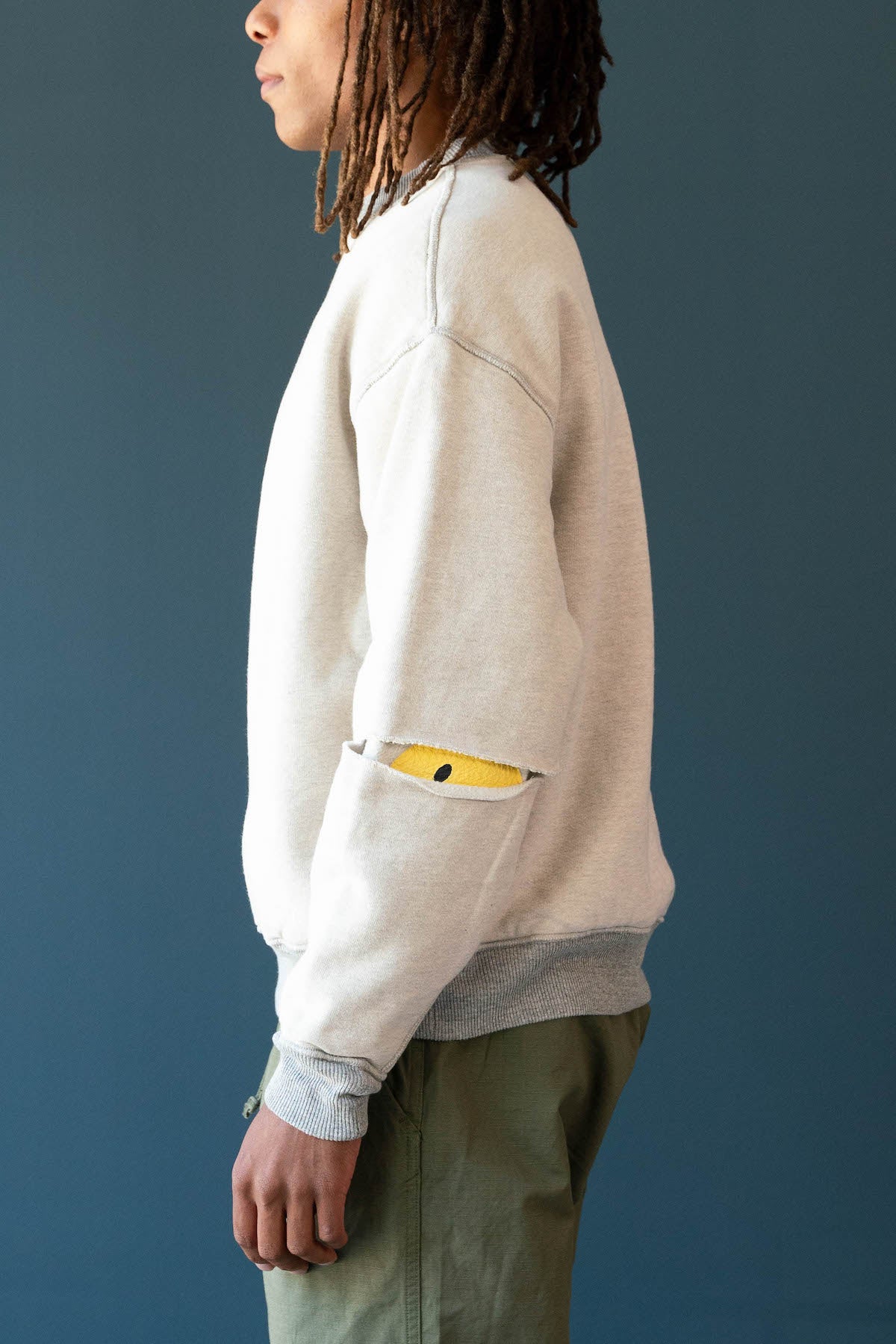 Kapital - TOP SWT Knit Reversible Elbow-Rip SWT (CONEYBOWY) - Ecru/Gray - Canoe Club
