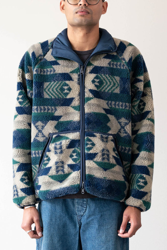 Beams Plus - MIL Jersey Reversible Jacquard Boa - Native Navy - Canoe Club