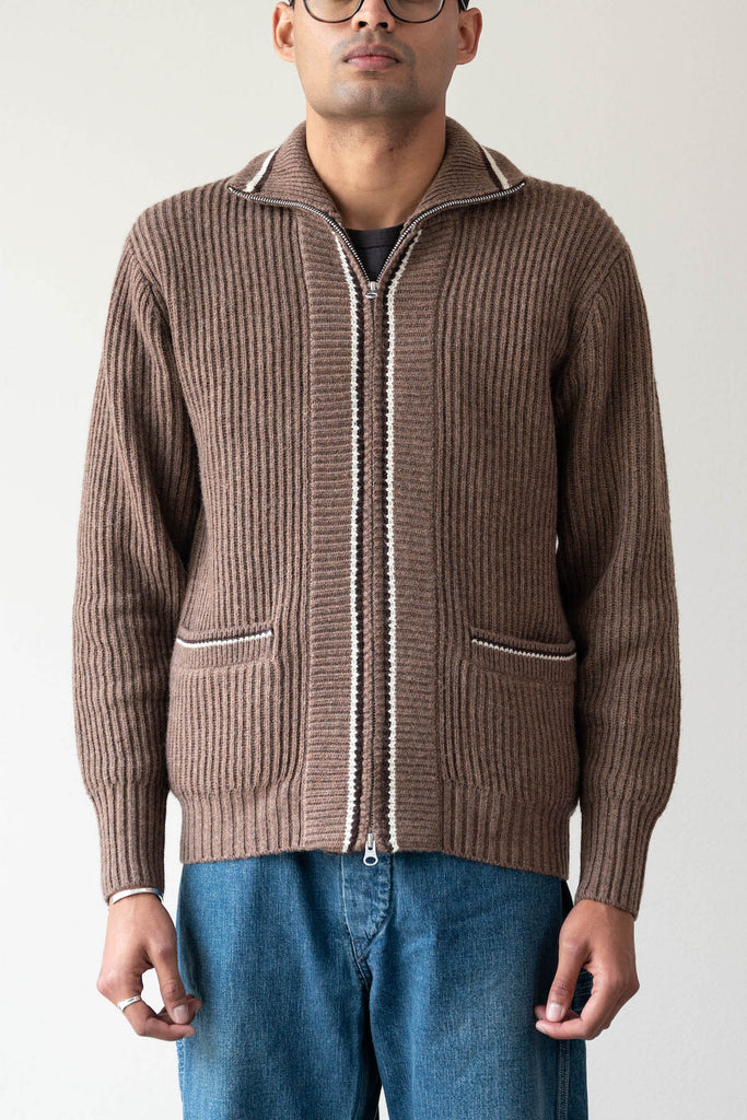 Beams Plus - Full Zip Knit - Brown - Canoe Club