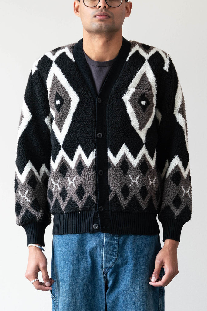 Beams Plus - Cardigan Boa Jacquard - Black/Grey - Canoe Club