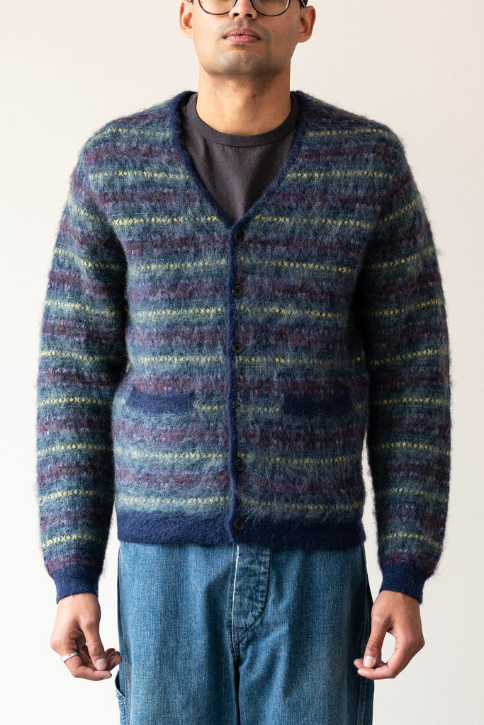 Beams Plus - Cardigan Double Jacquard Fair Isle - Navy - Canoe Club