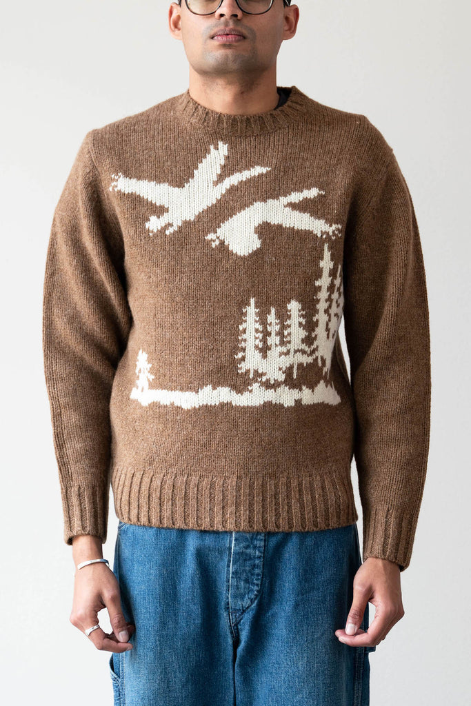 Beams Plus - Crew Neck Intarsia 3G - Brown (DUCK) - Canoe Club