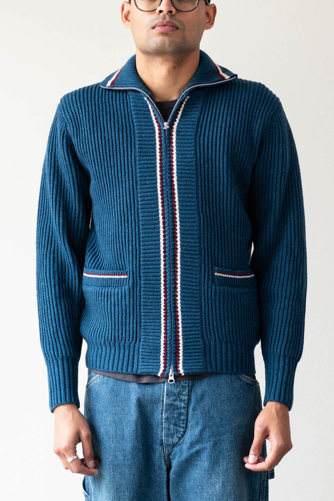 Beams Plus - Full Zip Knit - Blue - Canoe Club