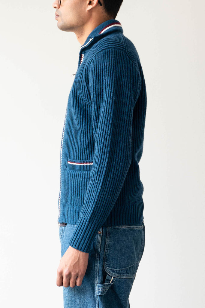 Beams Plus - Full Zip Knit - Blue - Canoe Club