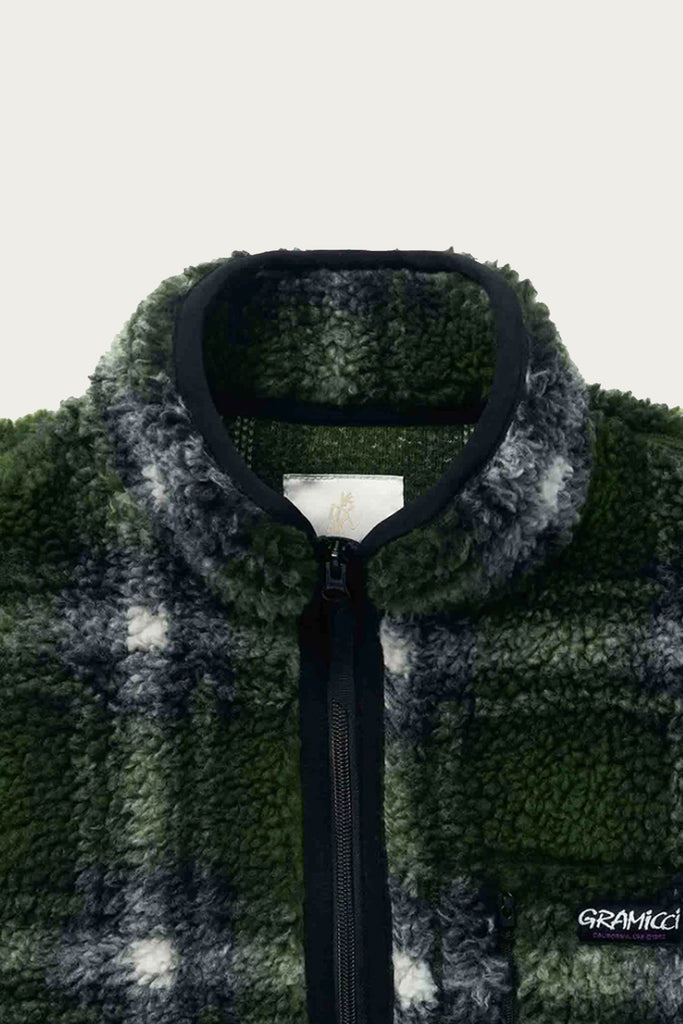 Gramicci - Shadow Plaid Sherpa Jacket - Olive Shadow Plaid - Canoe Club