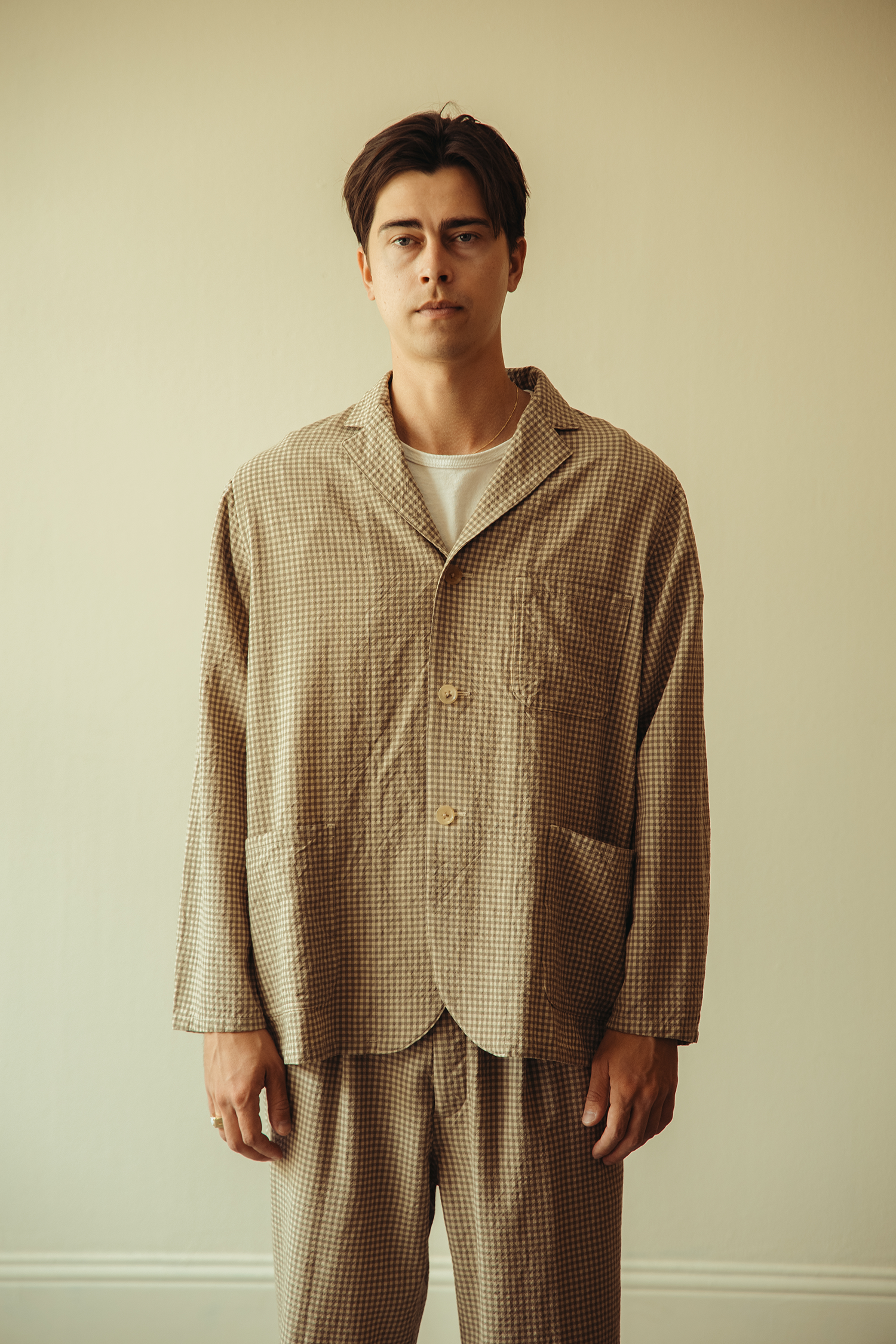 Herill - Rigid Woolcheck Jacket - Beige - Canoe Club
