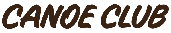 The words 'CANOE CLUB' in large dark brown stylized lettering on a white background.