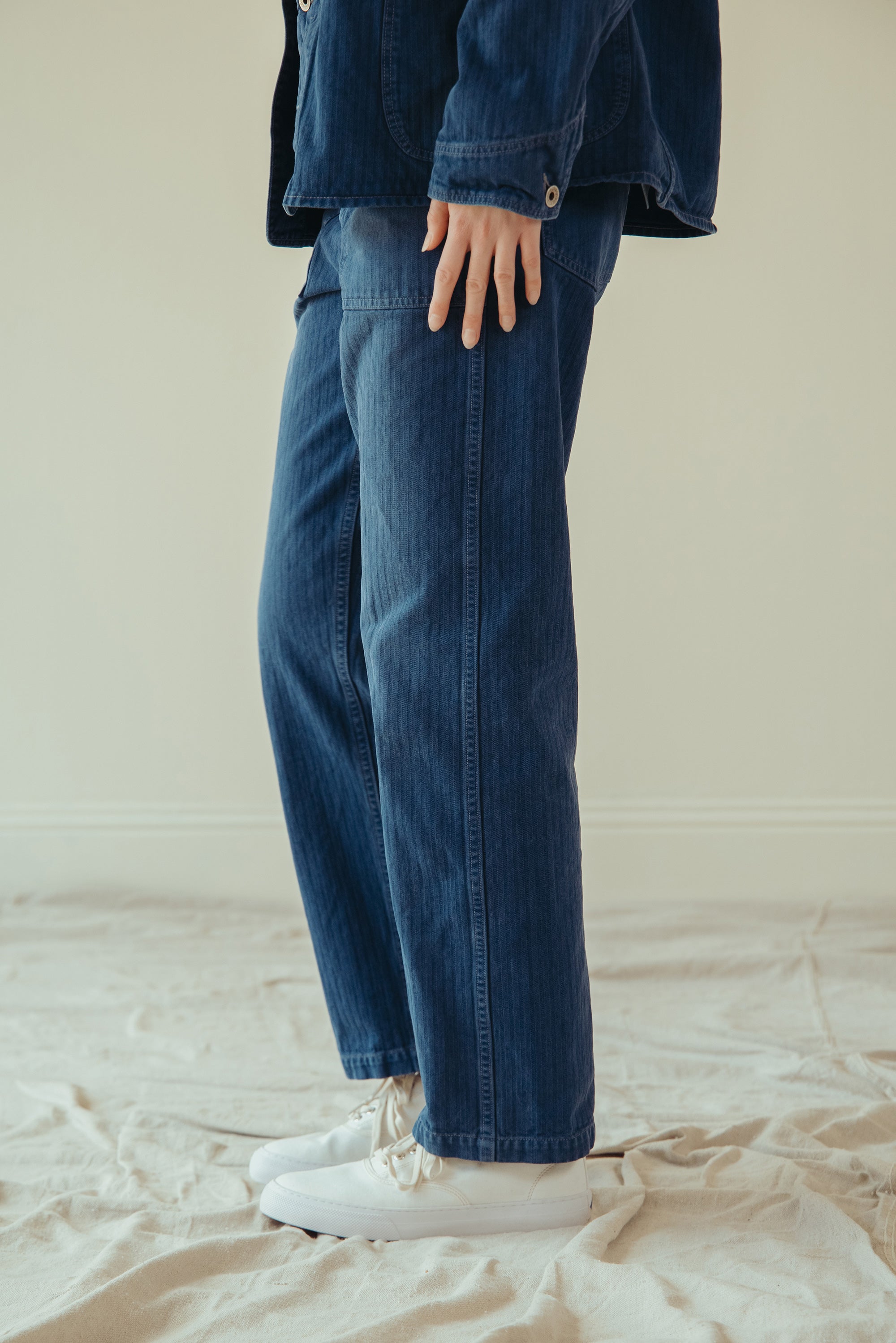 orSlow - orSlow x Canoe Club Regular Fit Fatigue Pants - French Blue Herringbone Twill - Canoe Club