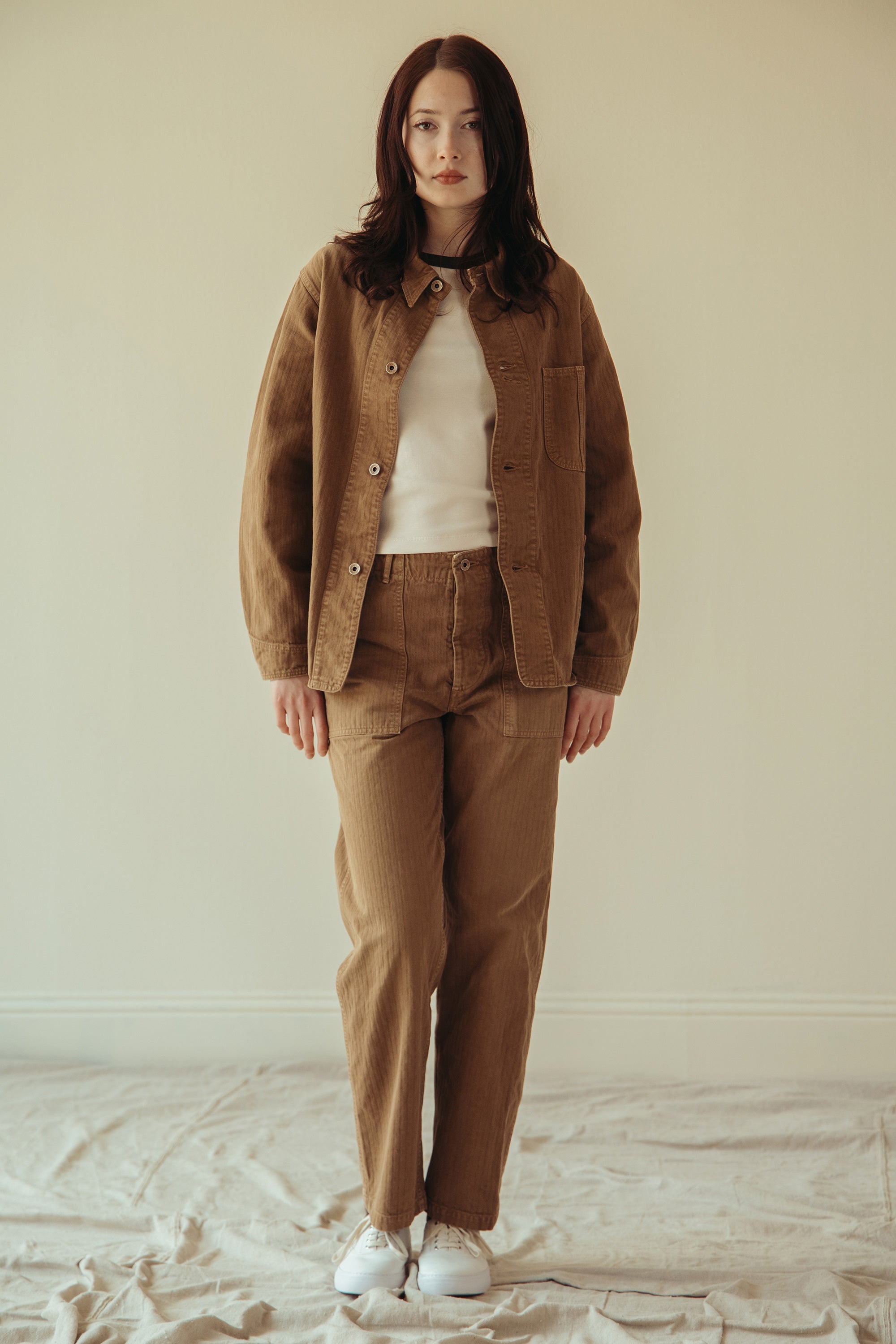 Canoe Club x orSlow - orSlow x Canoe Club 40's Coverall Jacket - Walnut Brown Herringbone Twill - Canoe Club
