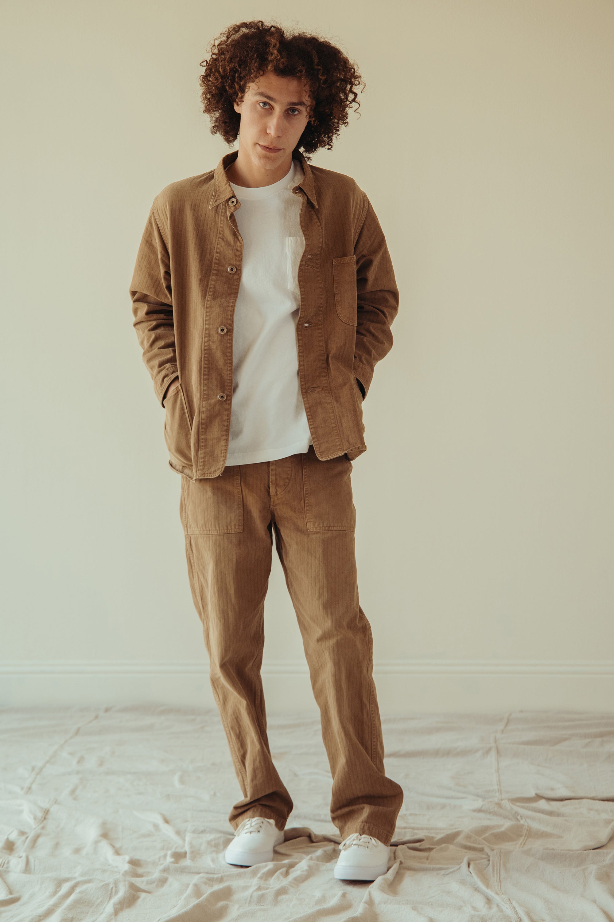Canoe Club x orSlow - orSlow x Canoe Club 40's Coverall Jacket - Walnut Brown Herringbone Twill - Canoe Club