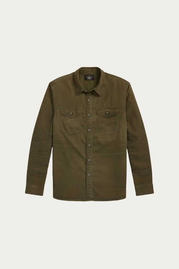 RRL - Long-Sleeve Cotton Preston Workshirt - Dark Olive - Canoe Club