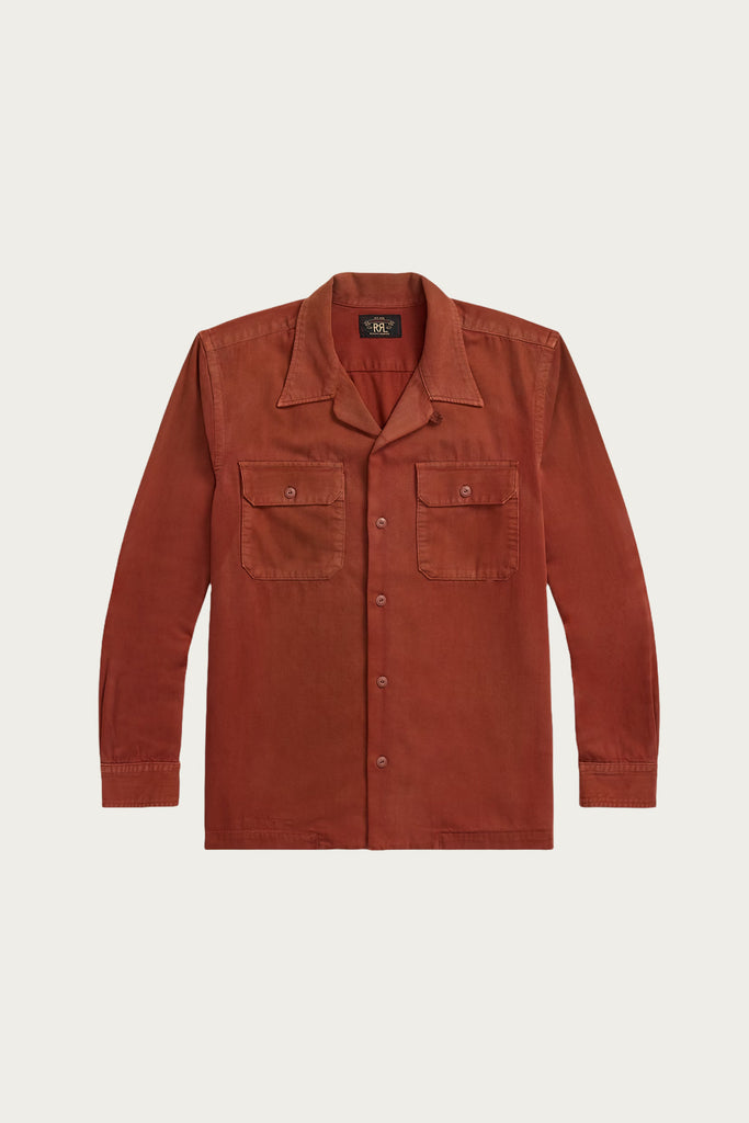 RRL - Long Sleeve Cotton Twill Holmes Camp Shirt - Brick - Canoe Club