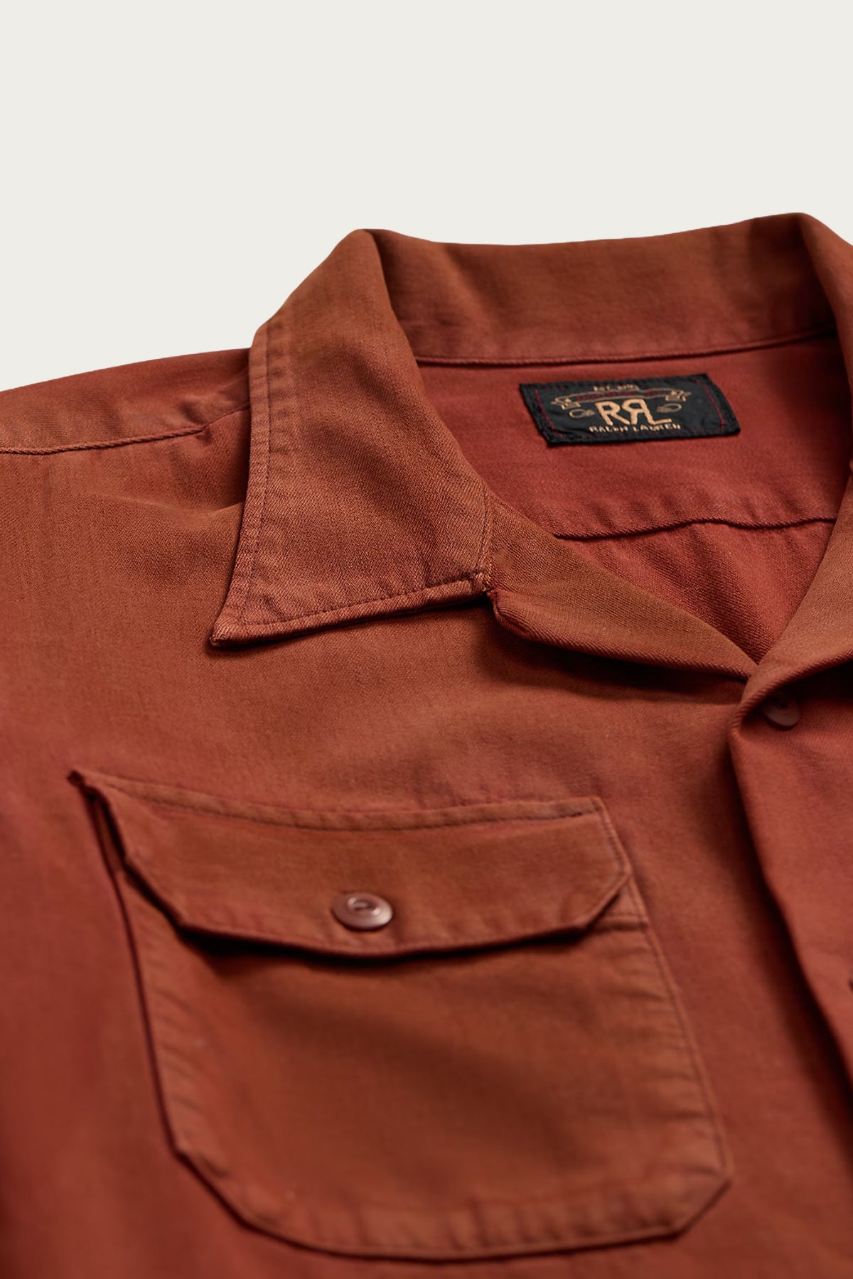 RRL - Long Sleeve Cotton Twill Holmes Camp Shirt - Brick - Canoe Club
