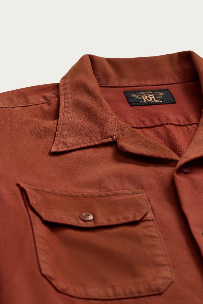 RRL - Long Sleeve Cotton Twill Holmes Camp Shirt - Brick - Canoe Club