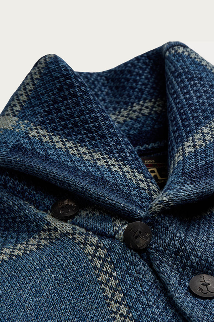 RRL - Indigo Plaid Cotton-Linen Cardigan - Blue/Multi - Canoe Club