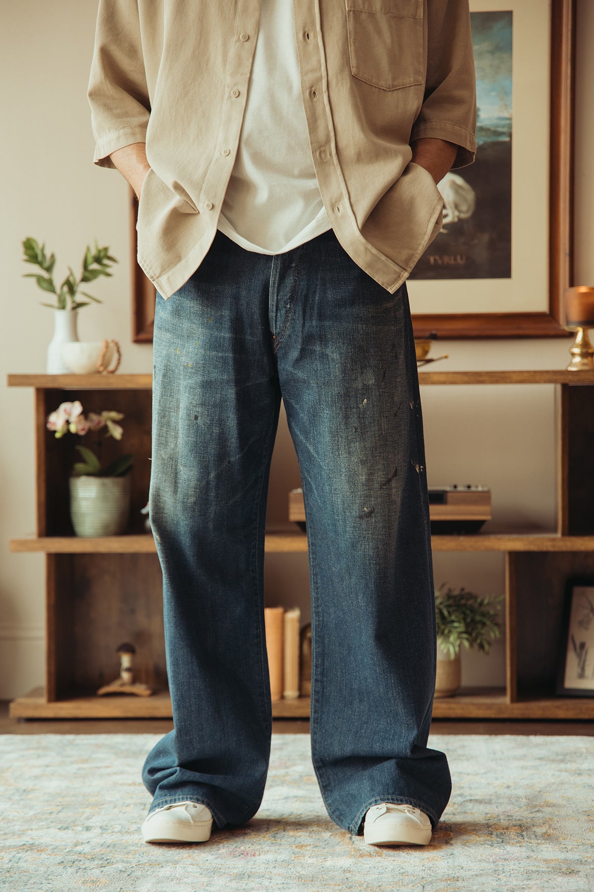 Taiga Takahashi - Lot. 704 Denim Trousers C.1920's - Damaged Indigo Paint - Canoe Club