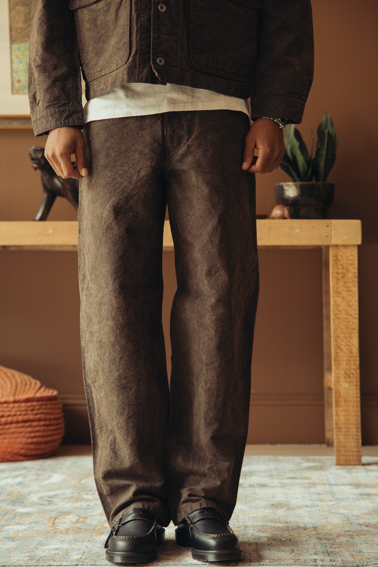 James Coward - 5pkt Jean - Persimmon Garment Dyed Cotton Washi Duck Cloth - Canoe Club