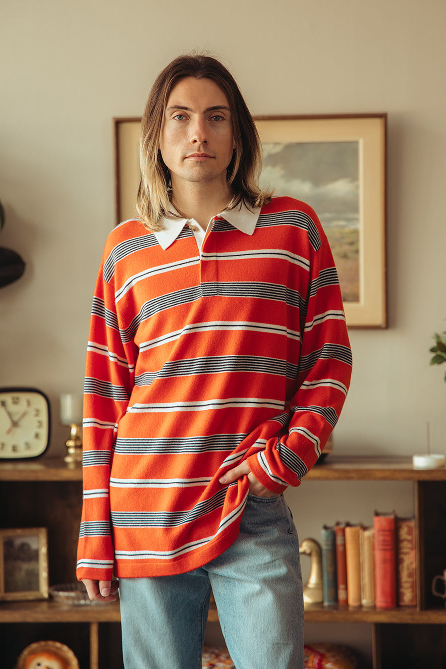 Guest In Residence - Striped Rugby - Cherry Combo - Canoe Club