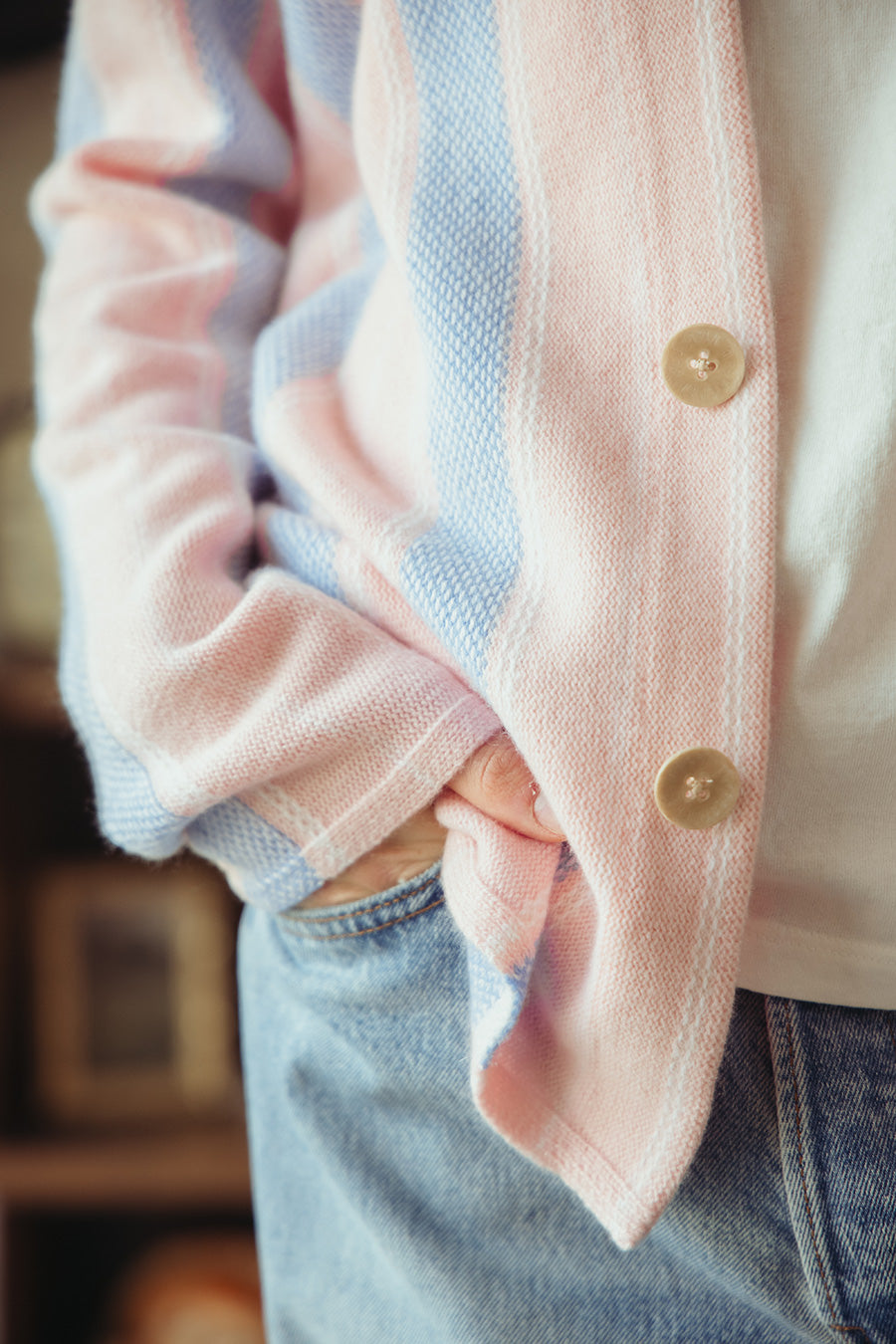 Guest In Residence - Baja Everywear Cardigan - Powder Pink Combo - Canoe Club