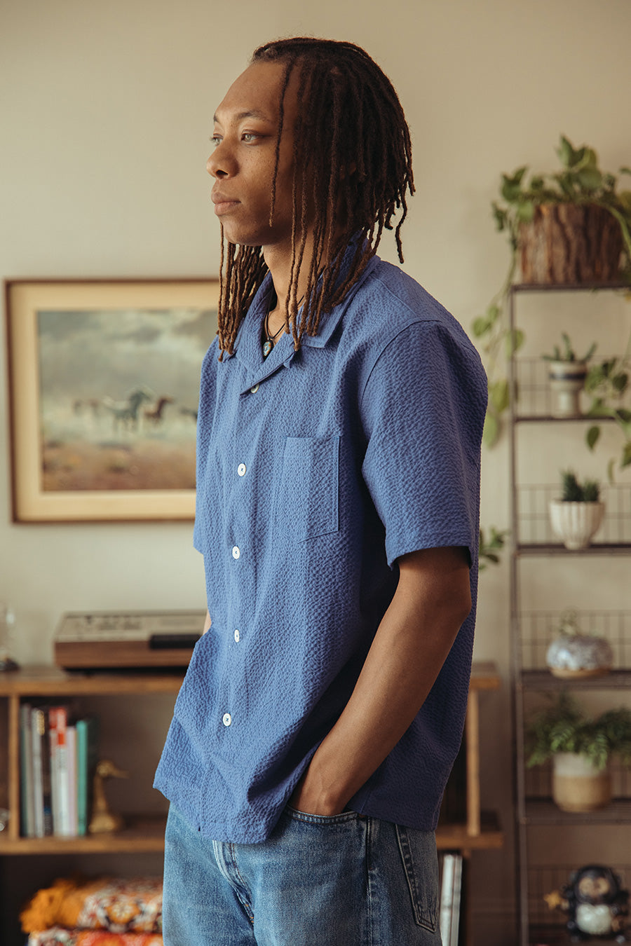 Howlin' - Seersucker Cocktail Shirt - Blue - Canoe Club