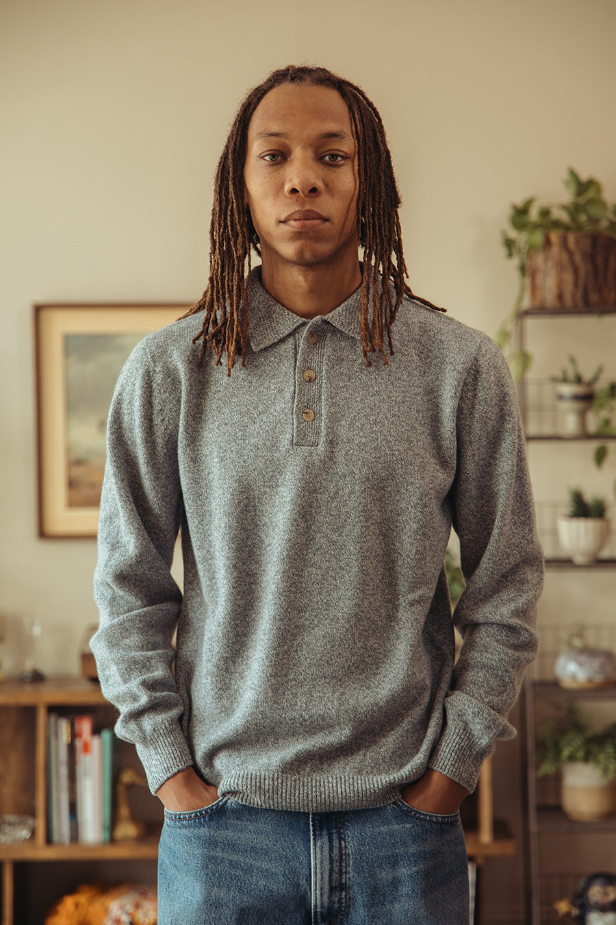 Howlin' - Dance of the Polo Knit - Sky Mix Superfine Lambswool - Canoe Club