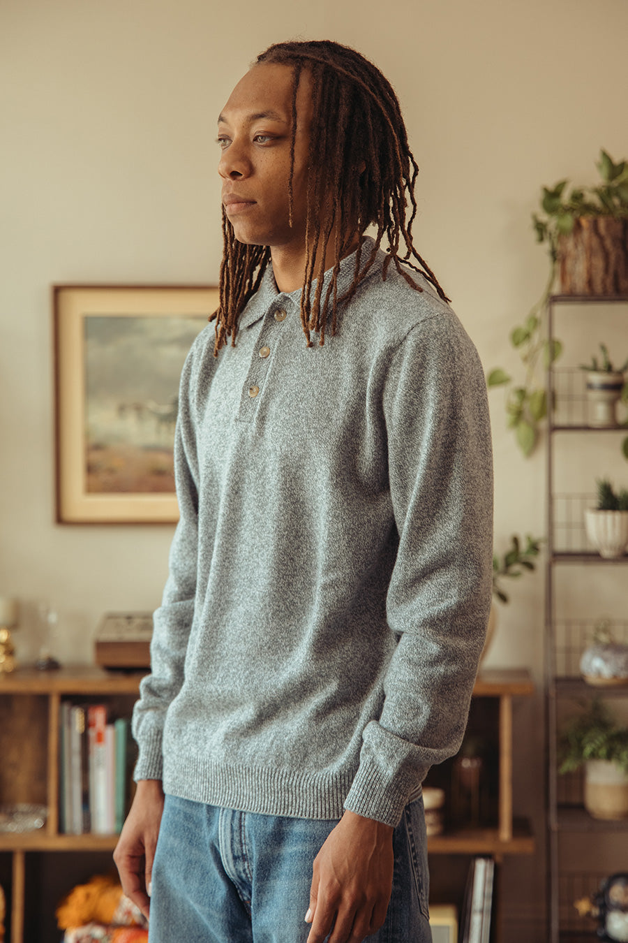 Howlin' - Dance of the Polo Knit - Sky Mix Superfine Lambswool - Canoe Club