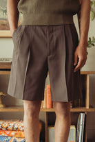 Auralee - Light Wool Max Gabardine Shorts - Dark Brown - Canoe Club