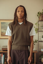 Auralee - Flat Yarn Rib Knit Vest - Khaki - Canoe Club