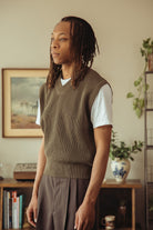 Auralee - Flat Yarn Rib Knit Vest - Khaki - Canoe Club