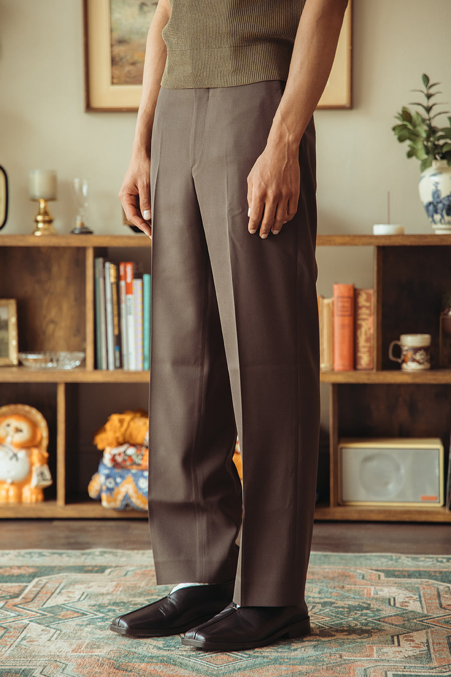 Auralee - Light Wool Max Gabardine Slacks - Dark Brown - Canoe Club