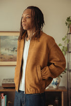 Auralee - Lamb Suede Zip Blouson - Camel - Canoe Club