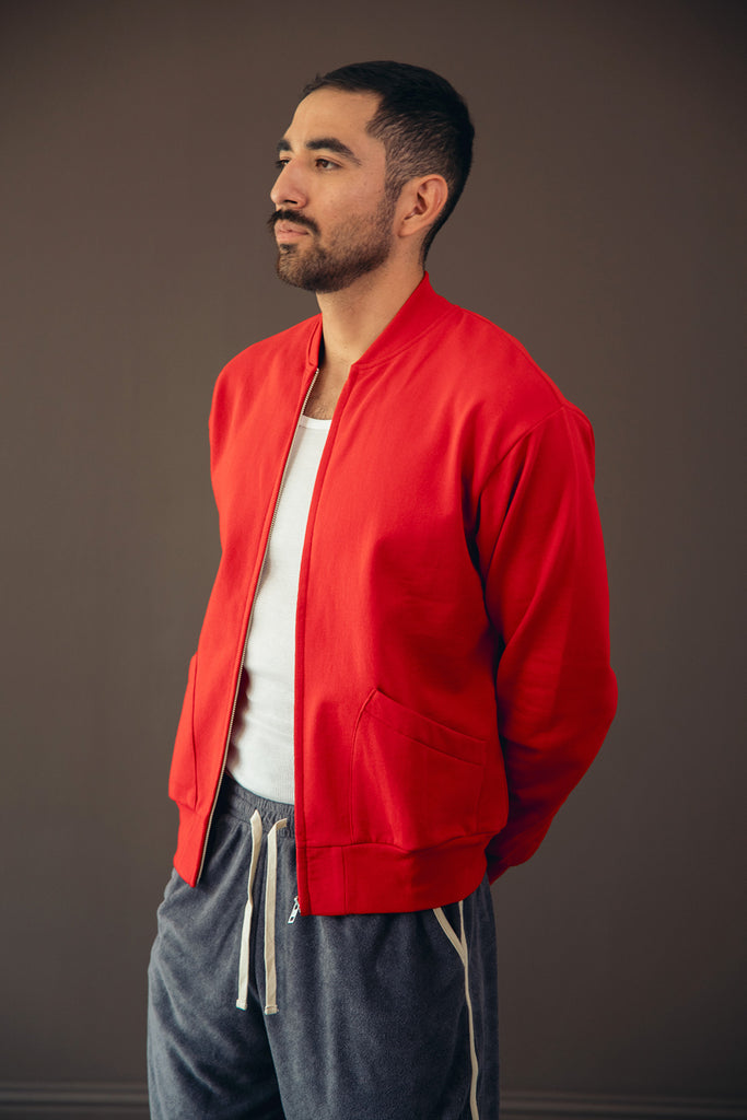 Healthknit - Classic Sweat Zip Up Jacket - Red - Canoe Club