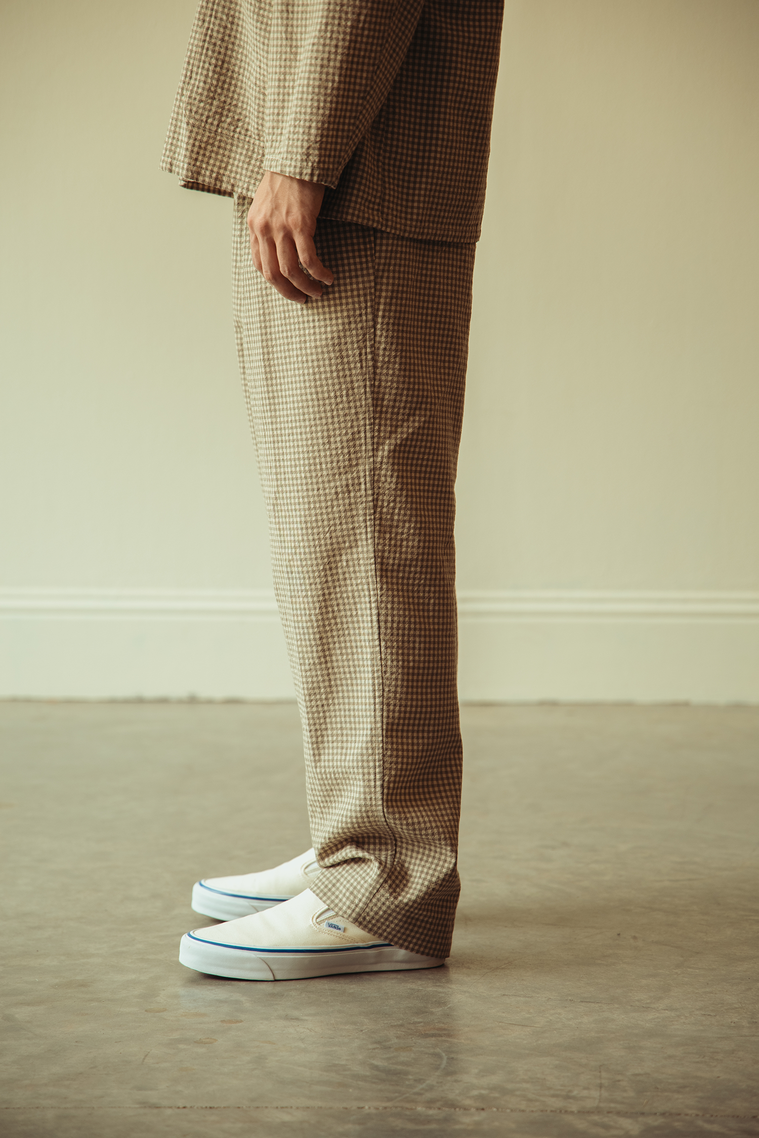 Herill - Rigid Woolcheck Pants - Beige - Canoe Club