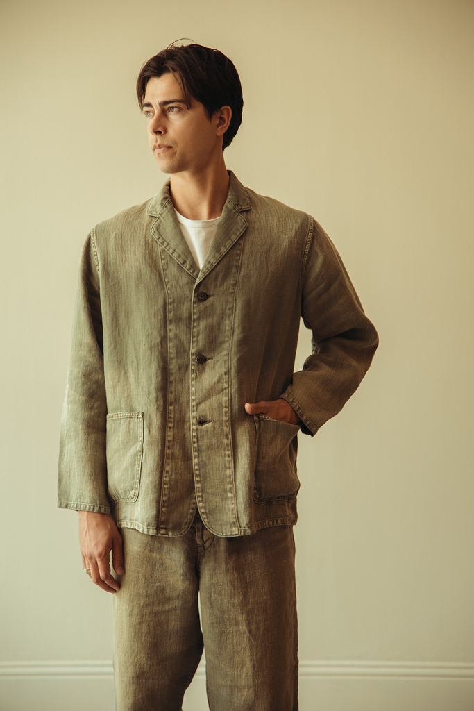 Herill HBT Linen Work Jacket | Olive Drab | Canoe Club