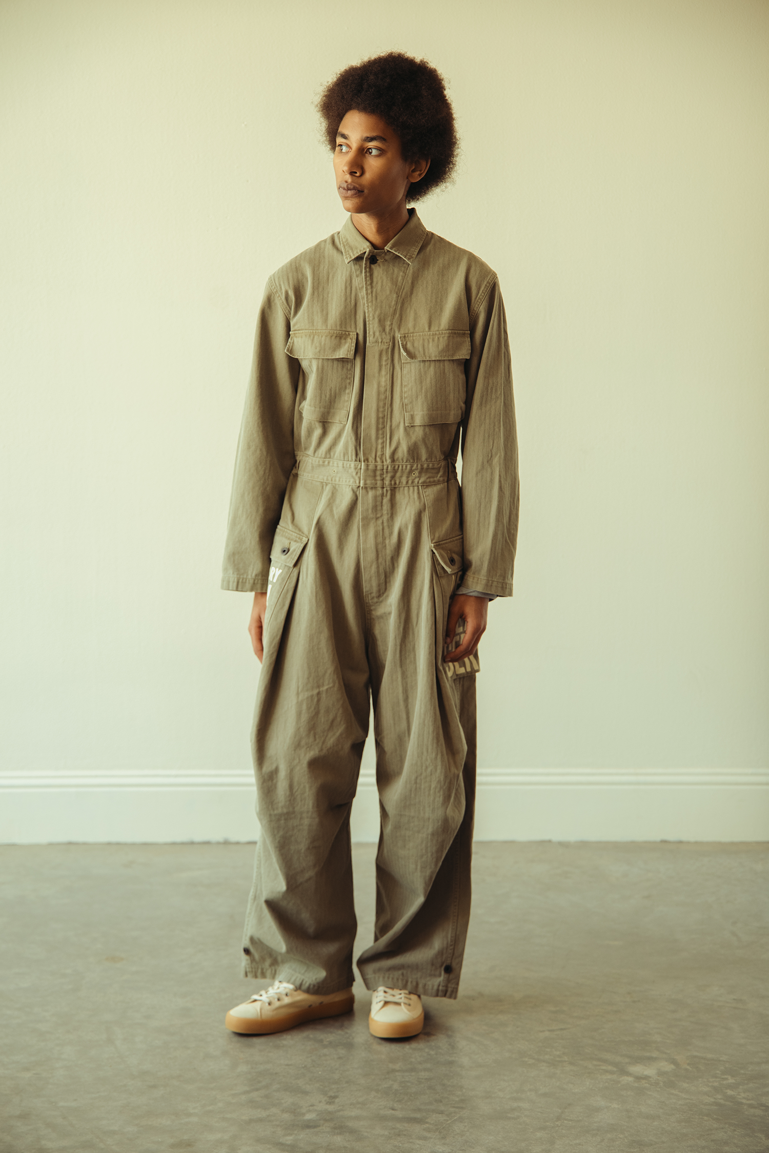 Kapital - Herringbone MONKEY Jumpsuit (FACTORY-REPAIR &Embroidery) - Khaki - Canoe Club