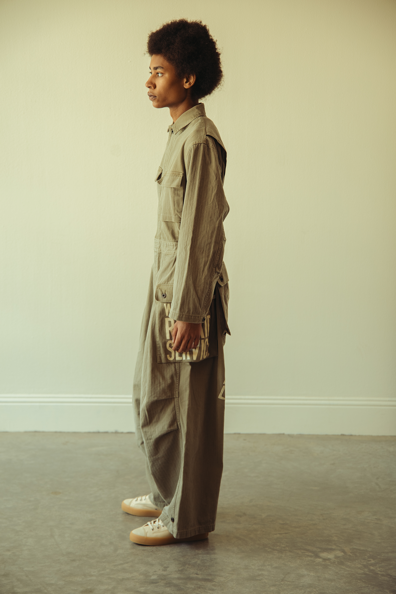 Kapital - Herringbone MONKEY Jumpsuit (FACTORY-REPAIR &Embroidery) - Khaki - Canoe Club