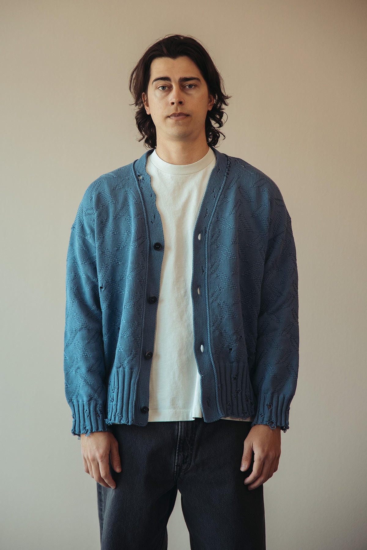 Marni - Jacquard Dishevelled Cotton 5G Cardigan - Sapphire Blue - Canoe Club