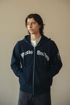 Brain Dead - Brain Dead x Brooks Brothers California Logo Zip Hoodie - Navy - Canoe Club