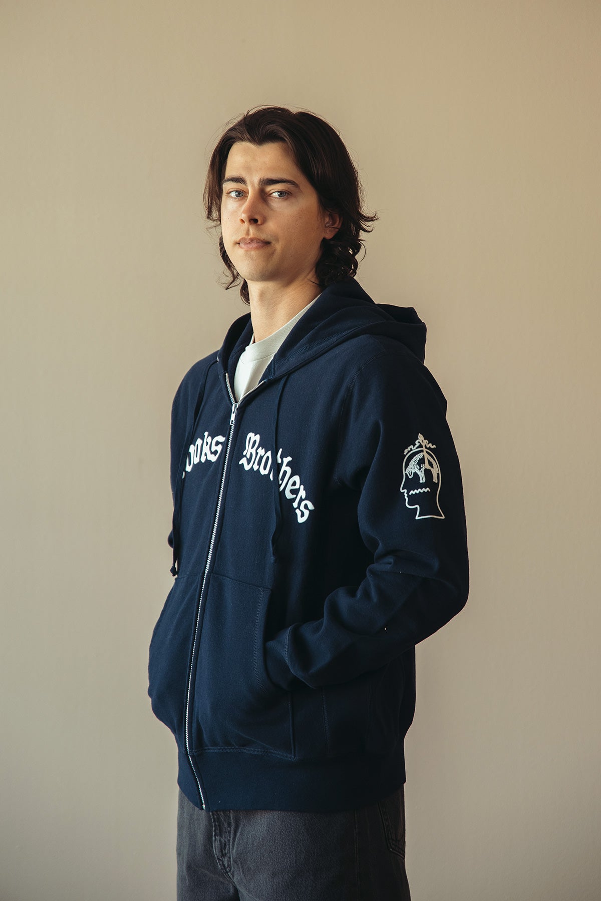 Brain Dead - Brain Dead x Brooks Brothers California Logo Zip Hoodie - Navy - Canoe Club